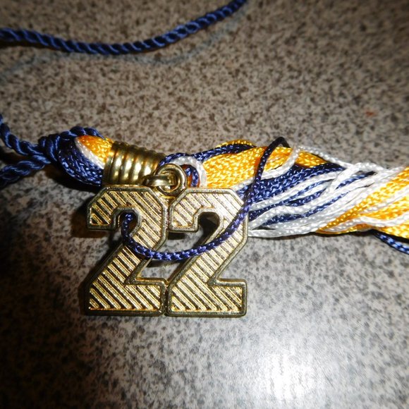 2022 MOTAR BOARD TASSLE GRADUATION WHITE YELLOW BLUE TASSEL TASSLE LARGE #22 - Picture 2 of 2